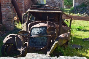 remains of burnt out car